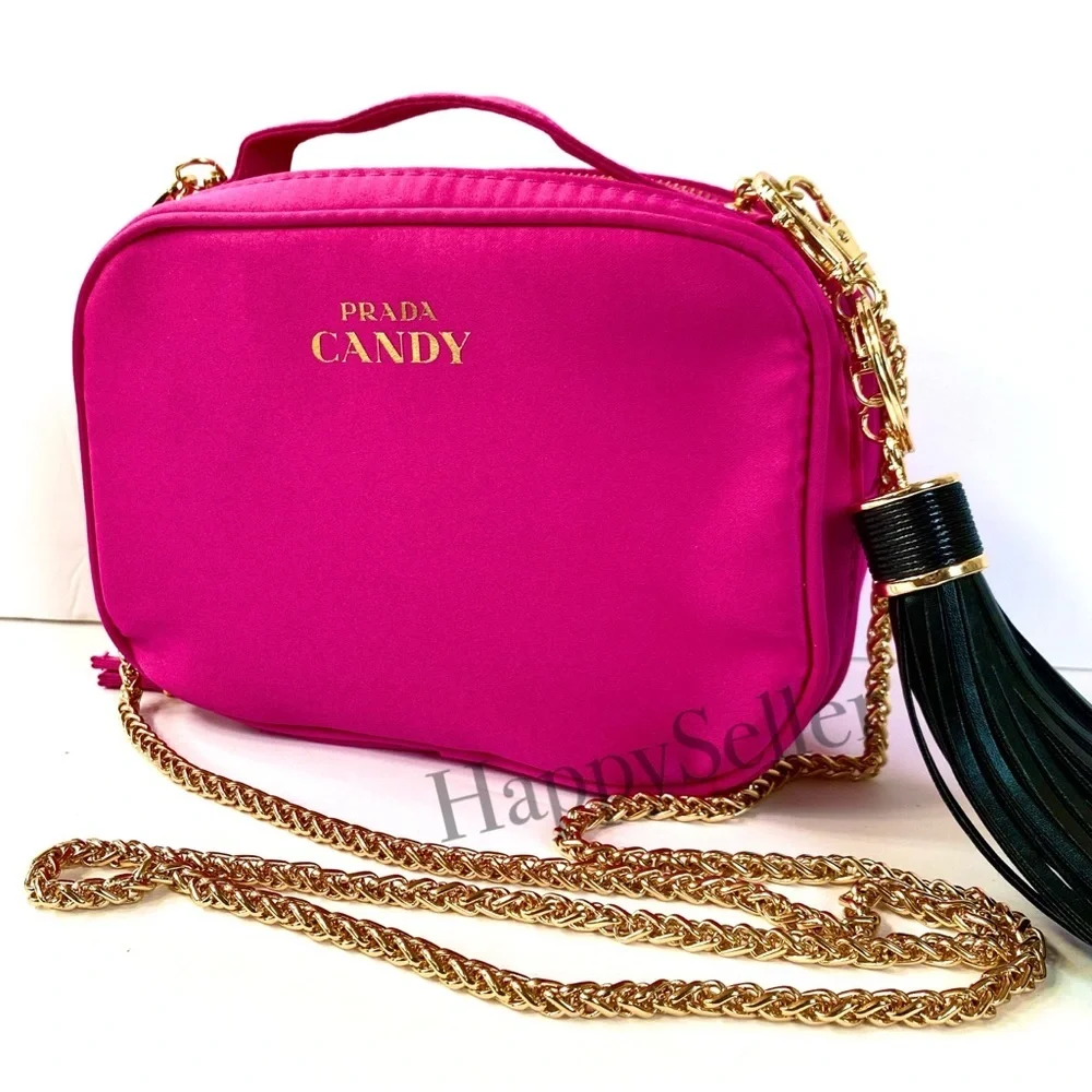 Prada Crossbody Bag Pouch Makeup Cosmetic Vanity Case Candy Pink Organizer New - Picture 2 of 13